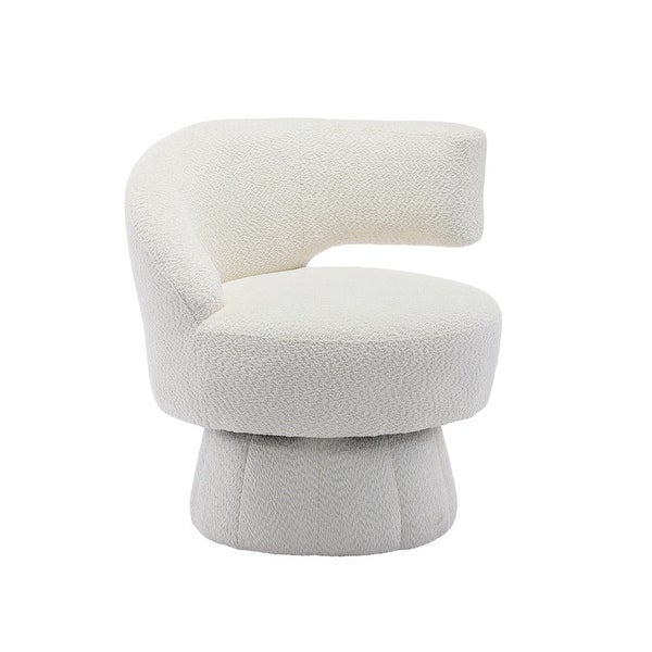 Mid Century 360 Degree Swivel Cuddle Barrel Accent Sofa Chairs， Round Armchairs with Wide Upholstered， Fluffy Fabric Chair