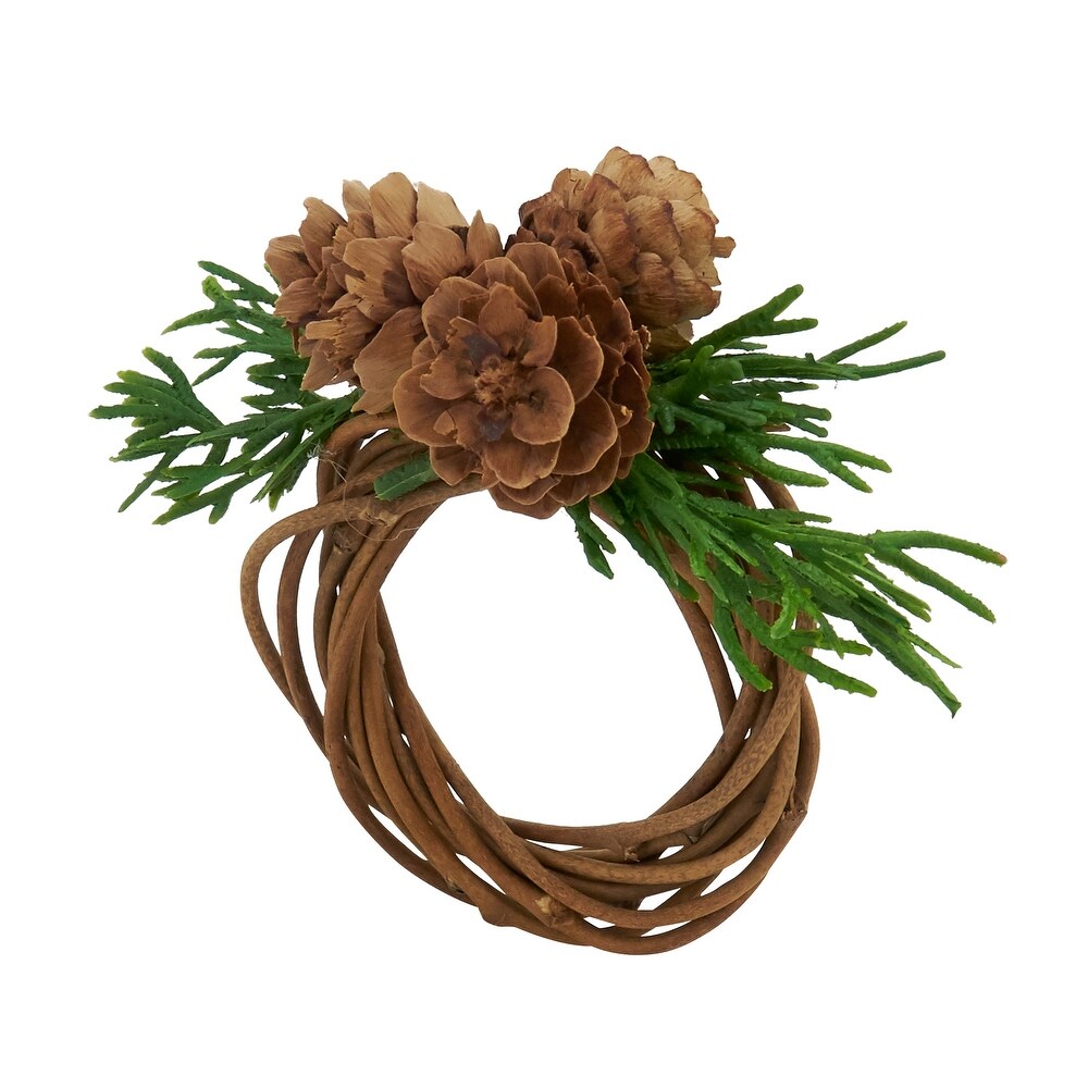 Woodland Wonder Pine Cone Napkin Ring (Set of 4)   Brown