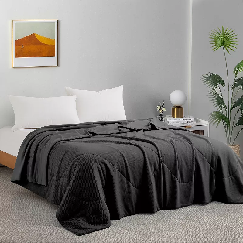 Unikome Reversible Oversize Blanket Waffle Design with 100% Silky Fabric for Hot Sleepers Comfort