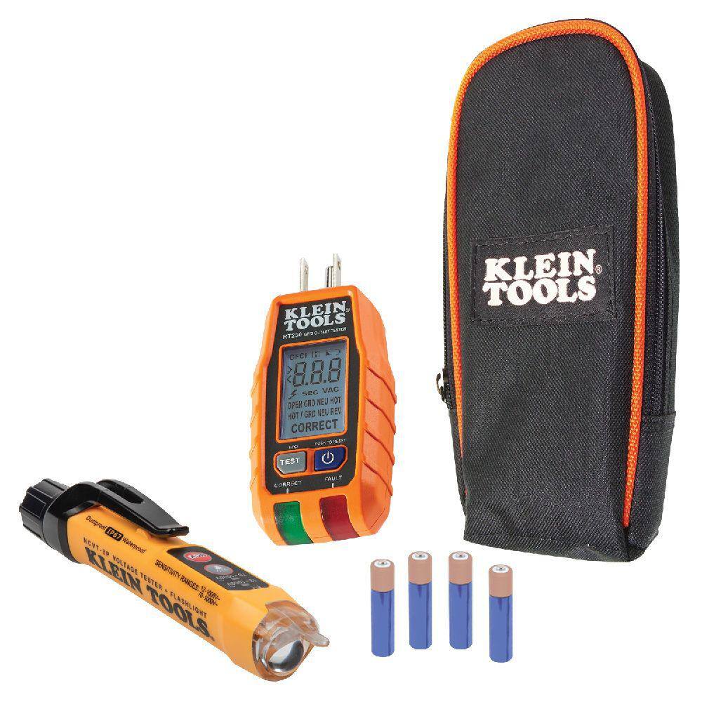 Klein Tools Premium Non-Contact Voltage and GFCI Receptacle Electrical Test Kit RT250KIT