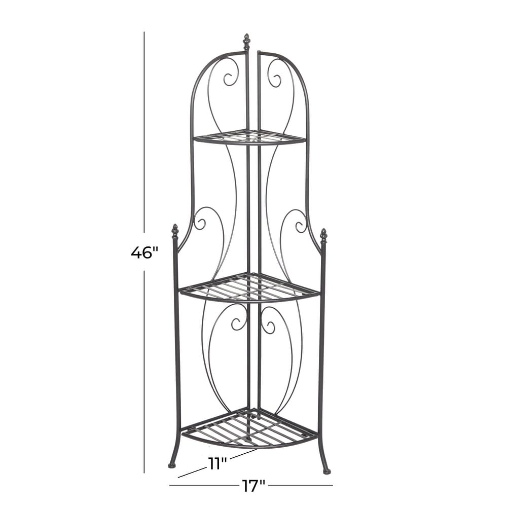 Black Iron Contemporary Bakers Rack   17 x 11 x 46