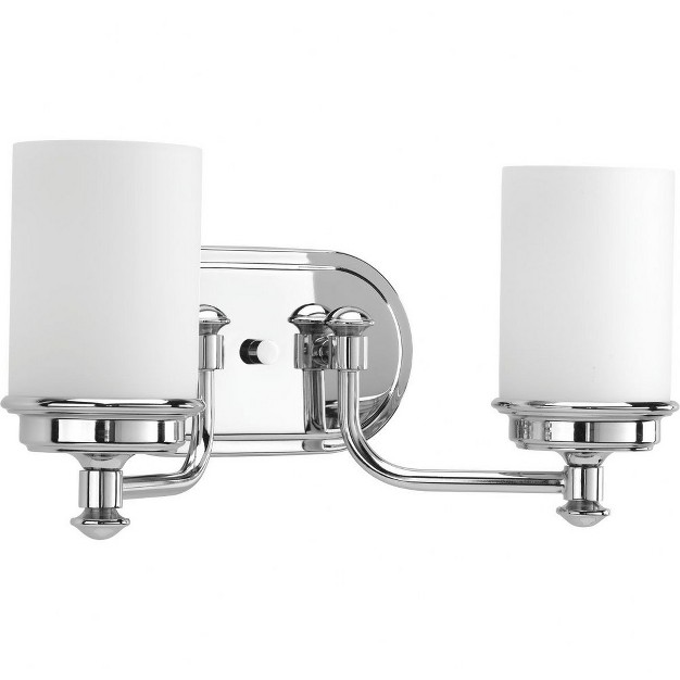 Progress Lighting Glide Collection 2 light Bath Vanity In Polished Chrome With Etched Opal Glass Shade