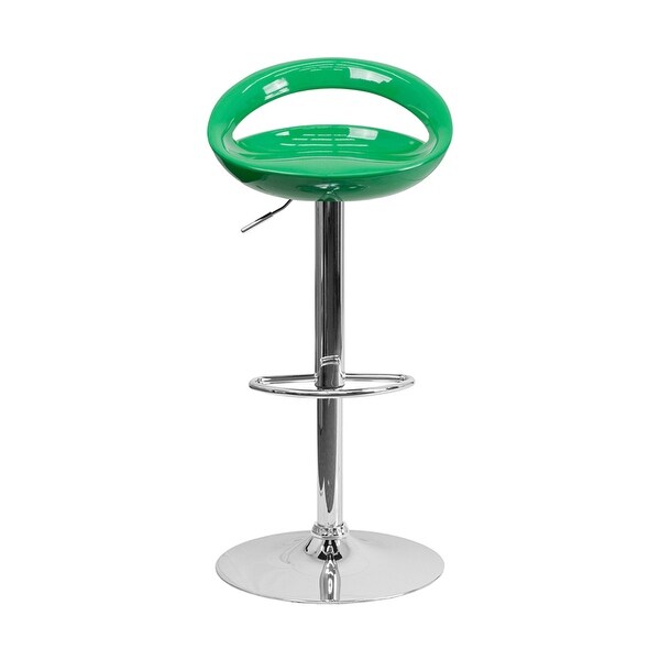 Contemporary Plastic Adjustable Height Bar Stool With Chrome Base