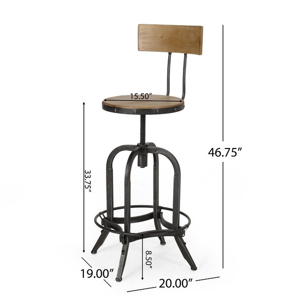 Ximen Modern Industrial Firwood Adjustable Height Swivel Barstools (Set of 2) by Christopher Knight Home