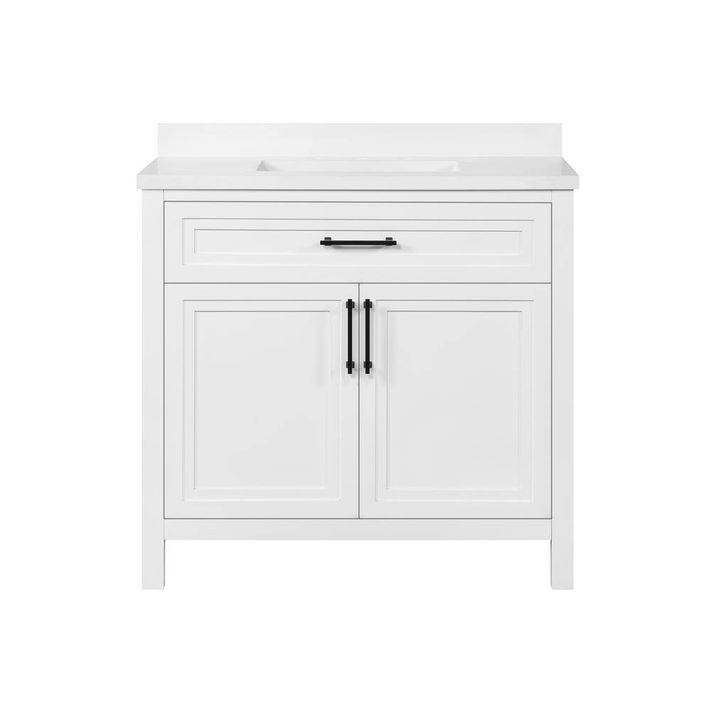 Home Decorators Collection Mayfield 36 in. W x 22 in. D x 35 in. H  in White with Cultured Marble Vanity Top in White with White Basin Mayfield 36W