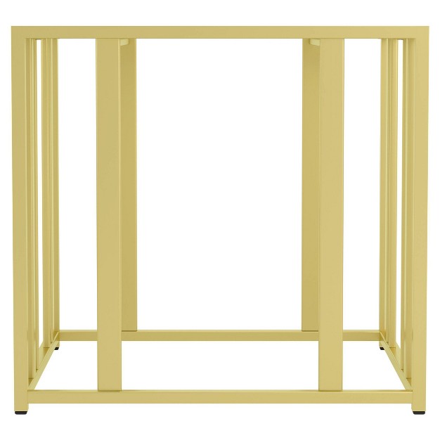 Adri Square End Table With Glass Top Matte Brass Coaster