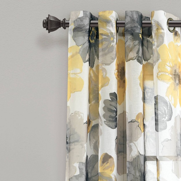 Sheer Leah Curtain Panels Yellow gray Lush D cor