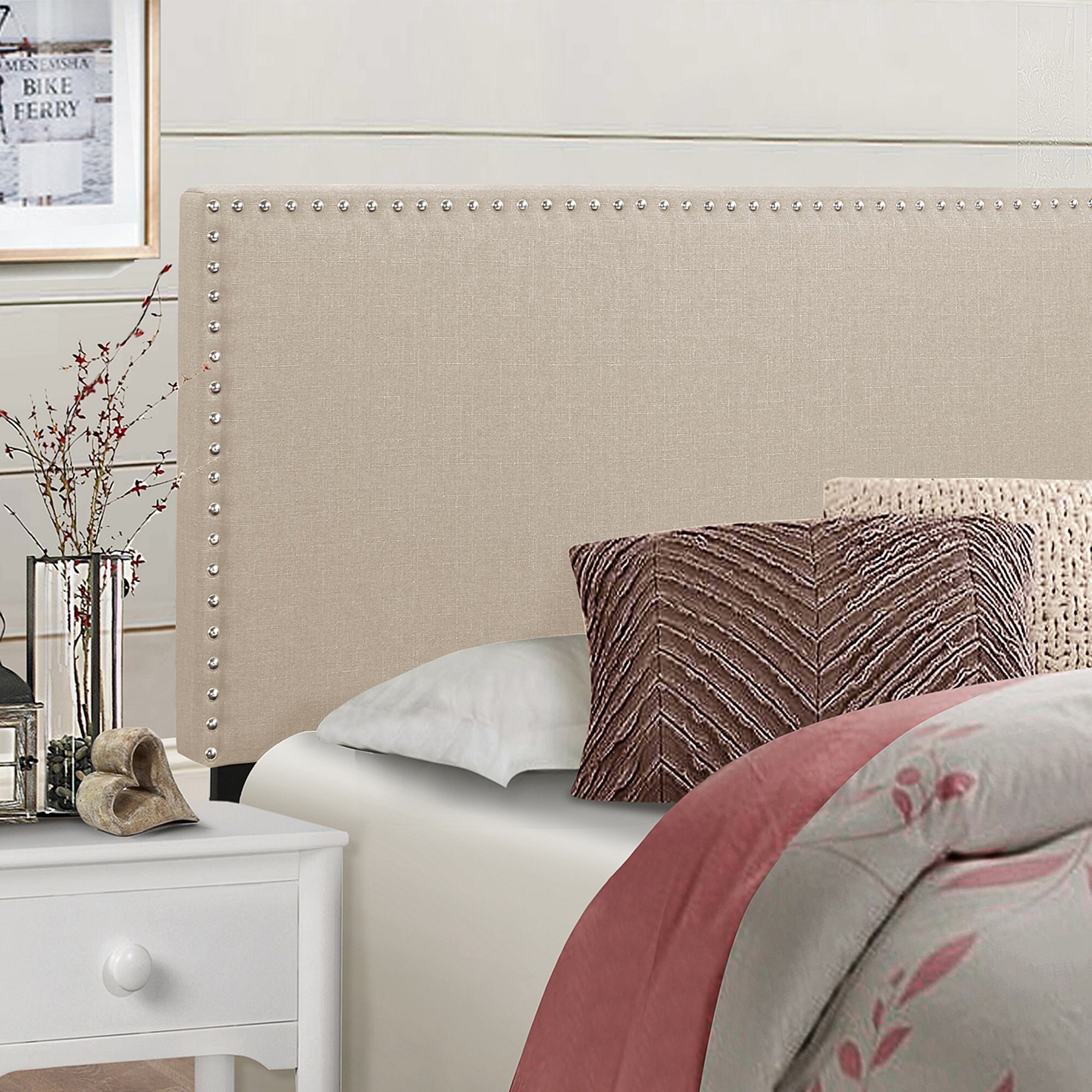 Modern Fabric Upholstered Panel Headboard - - 36288423