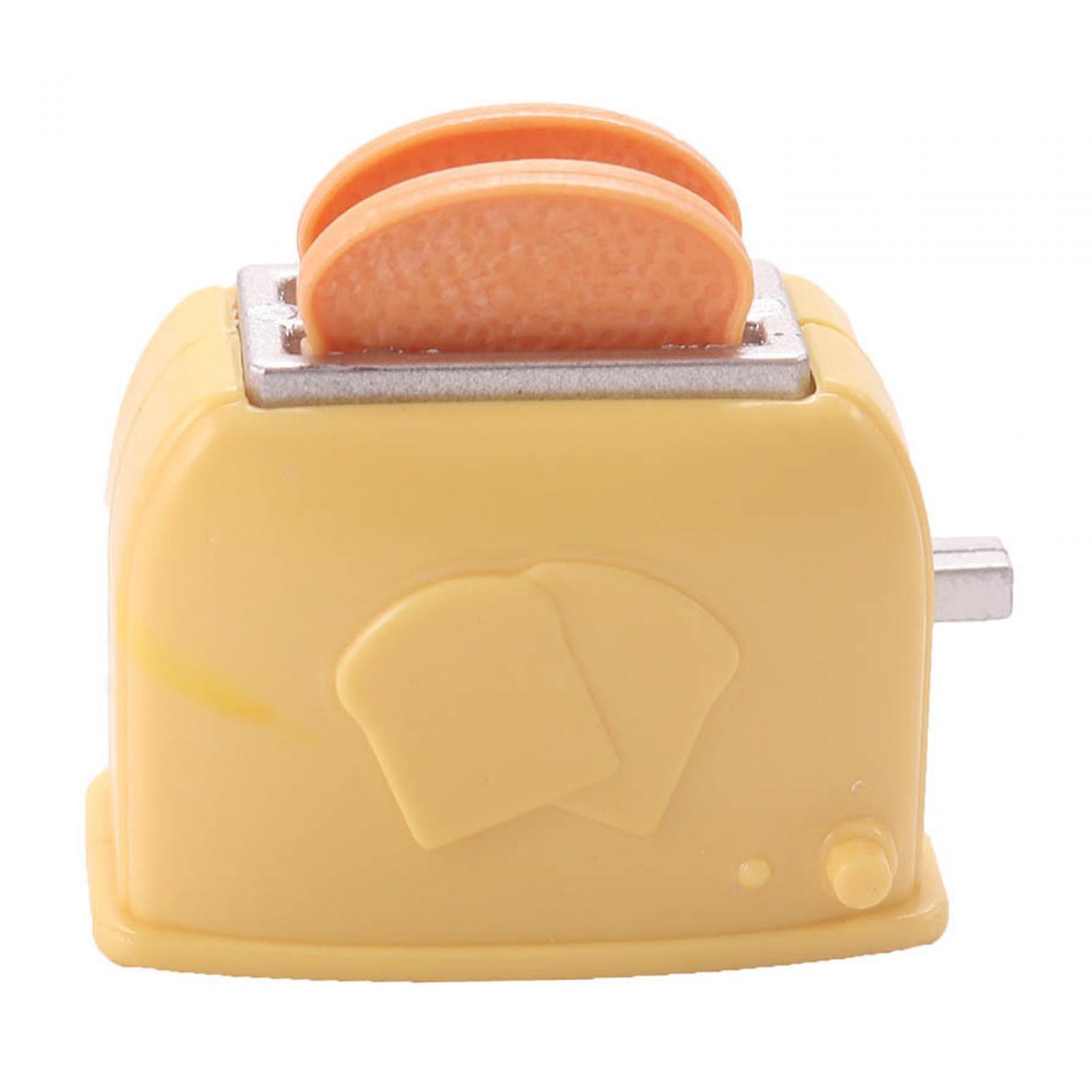 Dollhouse Bread Toaster Miniature Breakfast Bread Toaster For 1/6 1/12 Cafes Yellow