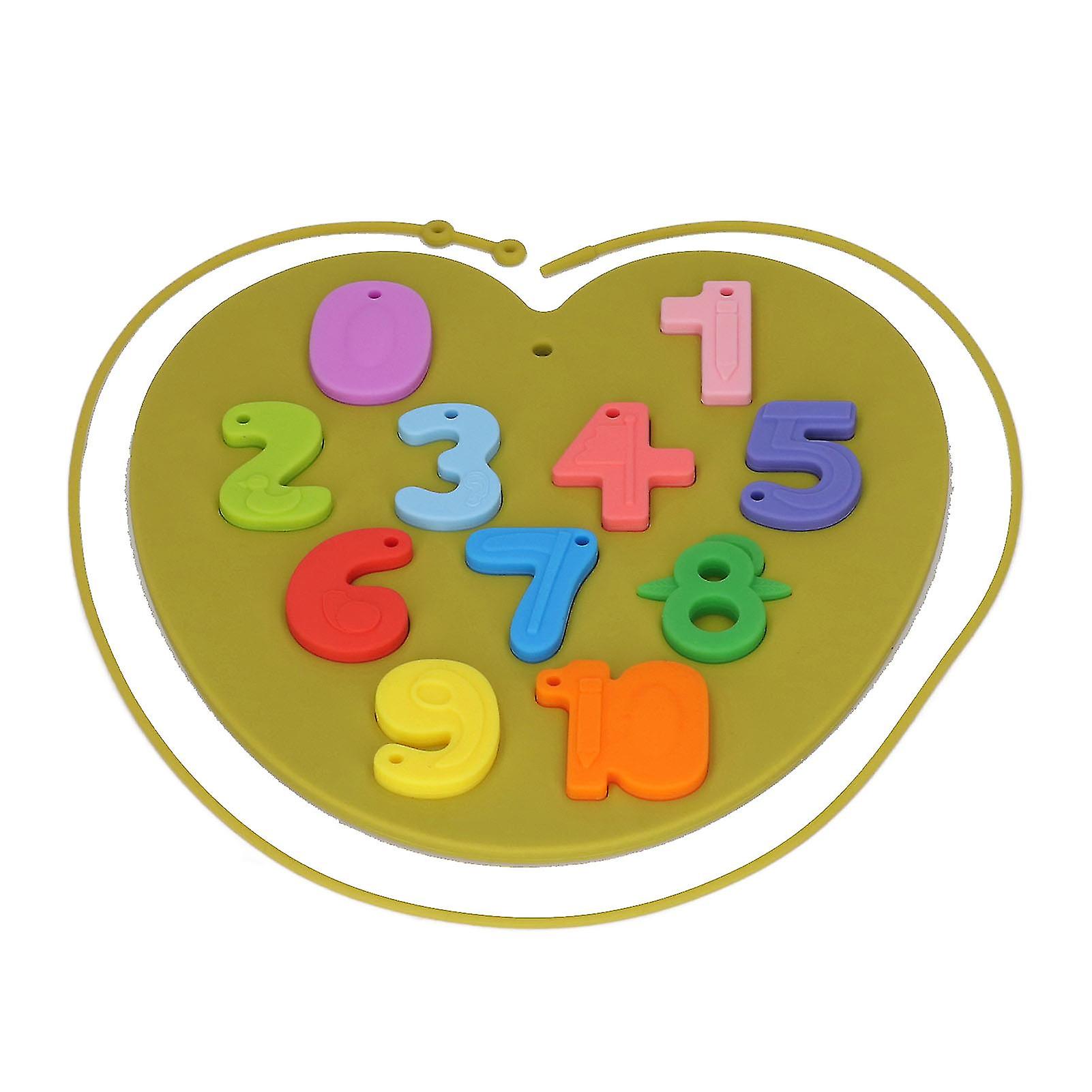 Kids Number Puzzle Board Silicone Educational Early Learning Improve Cognitive Motor Skill Development Puzzle Toys Mango Green