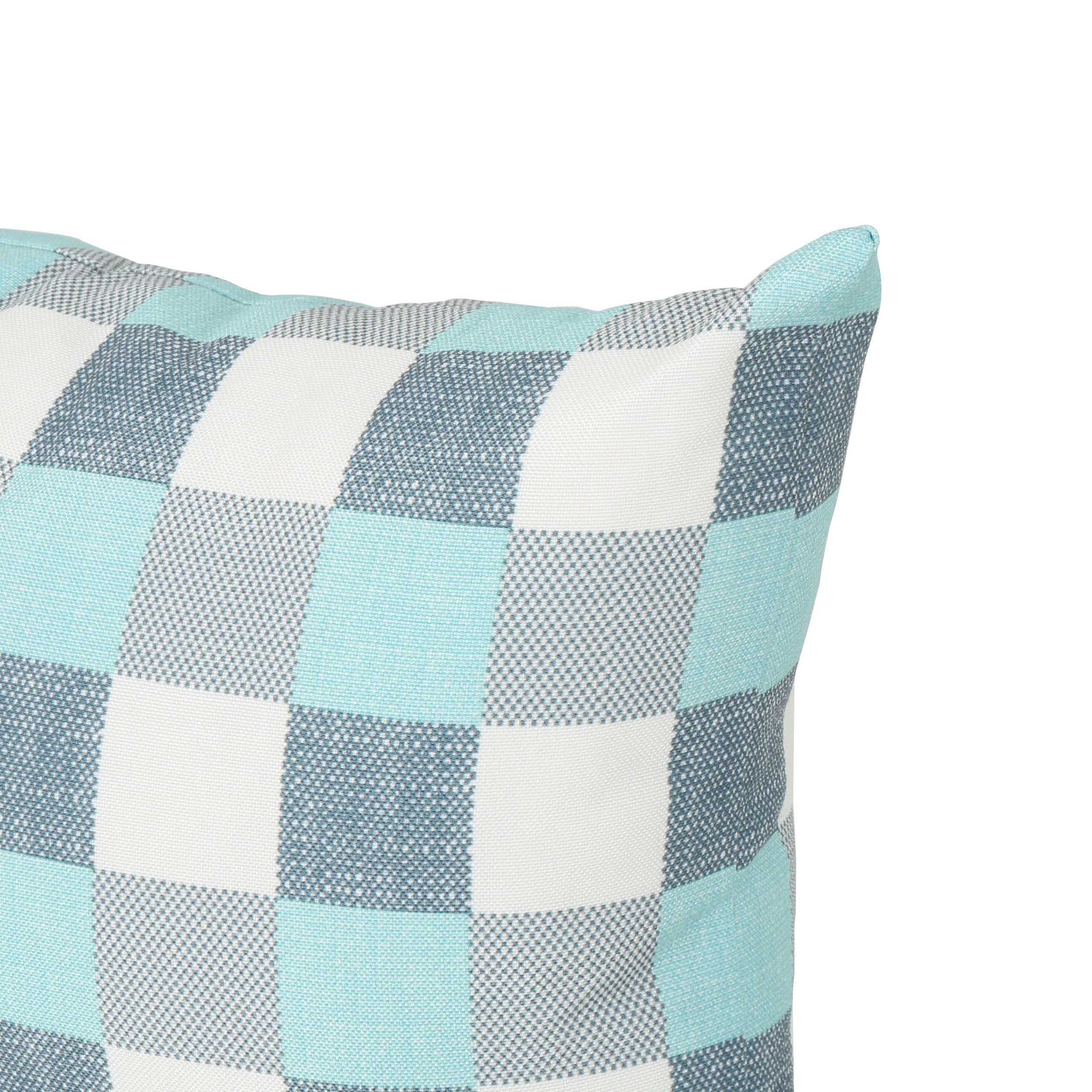 Italo Indoor Blue and White Plaid Water Resistant Rectangular Throw Pillow