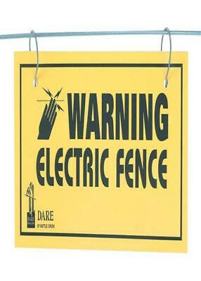 2pk Dare 1614-3 Electric Fence Warning Sign, Yellow, Plastic