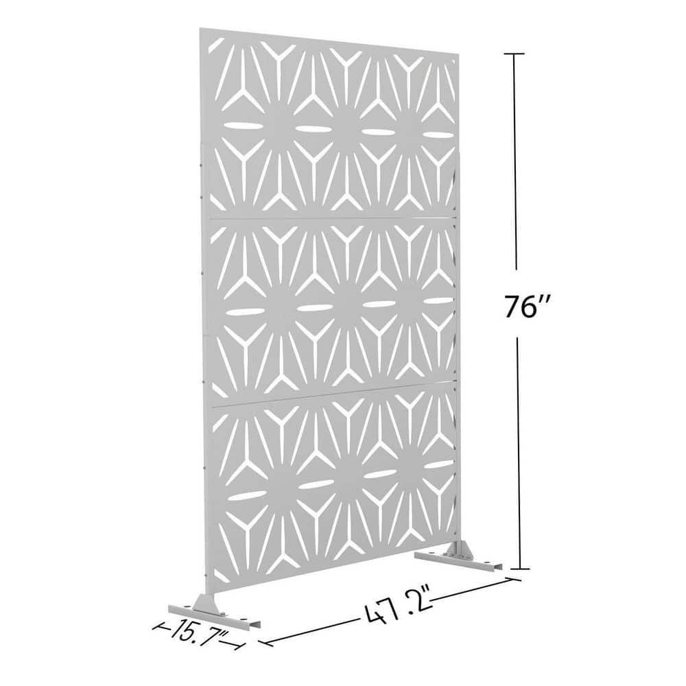 Tidoin 6.33 ft. H x 3.93 ft. W White Laser Cut Privacy Mesh Screening Garden Metal Fence Panel Neut-YDD0-MWV