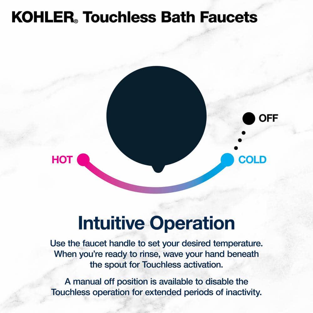 KOHLER Rubicon Battery Powered Touchless Single Hole Bathroom Faucet in Vibrant Brushed Nickel