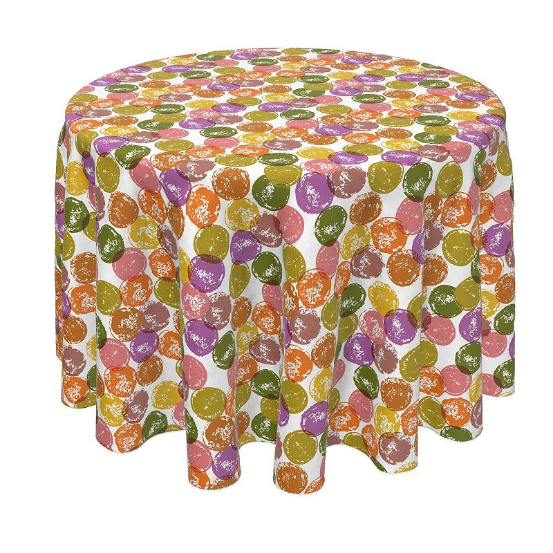 Round Tablecloth， 100% Polyester， 90 Round， Colorful Dot Stamps