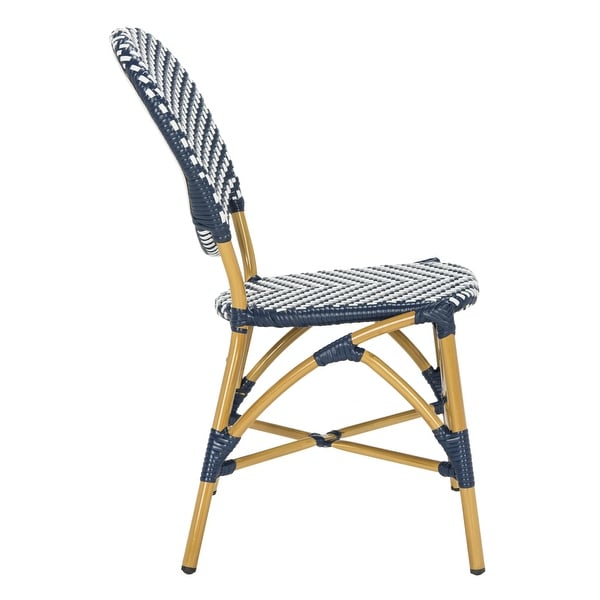 SAFAVIEH Lisbeth Parisian Bistro Stacking Navy/ White Side Chair (Set of 2)