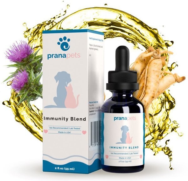 Prana Pets Immunity Blend Immune Health Liquid Cat and Dog Supplement， 2-oz bottle