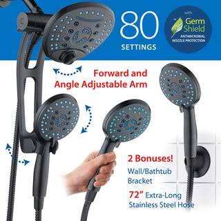 AQUACARE 80-Spray Patterns 2.5 GPM 7 in. Wall Mount Dual Shower Heads and Handheld Shower Head Antimicrobial in Oil Rubbed Bronze 43366