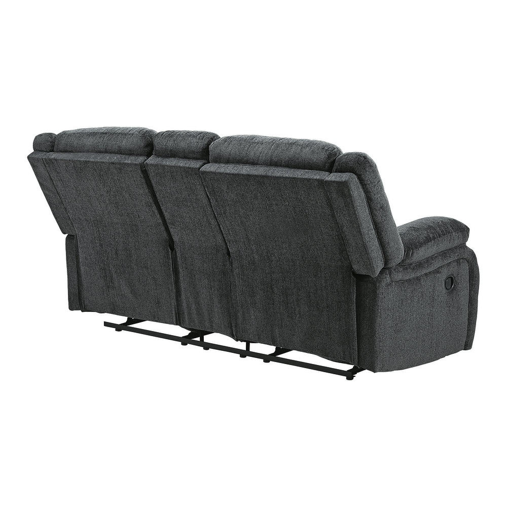 Draycoll Contemporary Double Reclining Loveseat w/Console  Slate   Medium