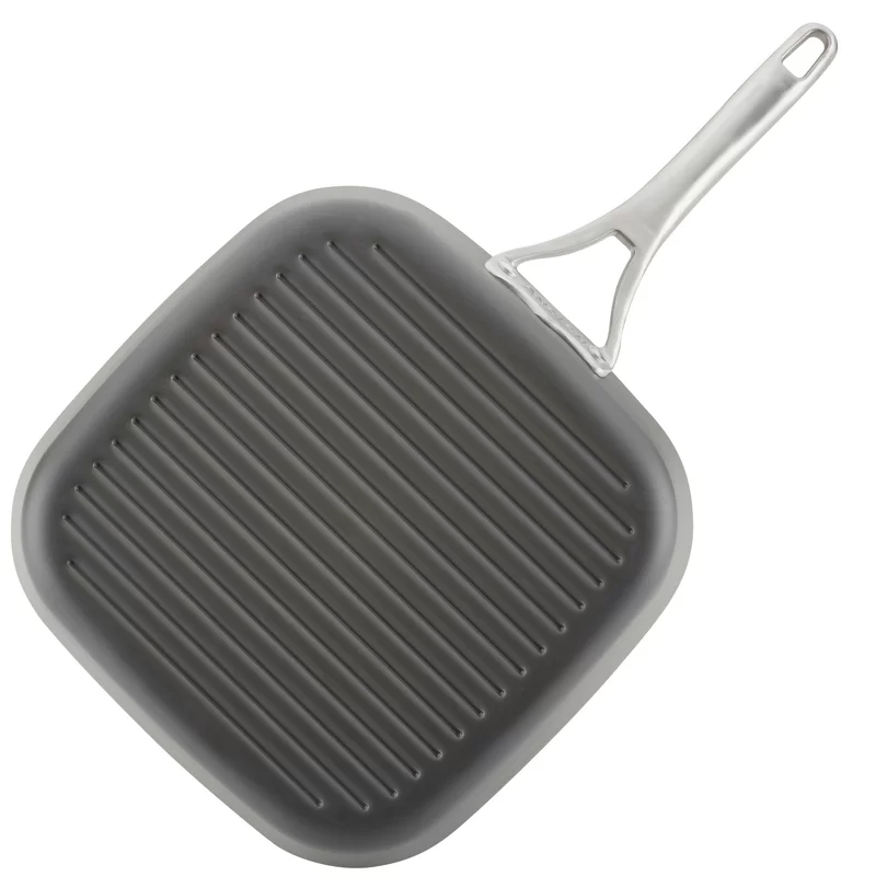 Anolon 81169 Allure Hard Anodized Nonstick Deep Square Griddle Pan/Grill， 11 Inch， Dark Gray