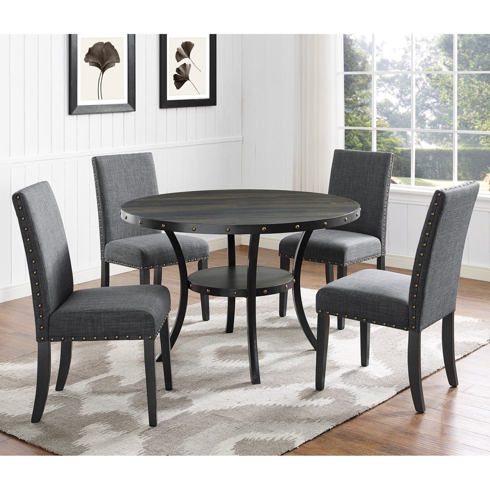 Roundhill Furniture Biony Dining Chair， Set of 2， Gray