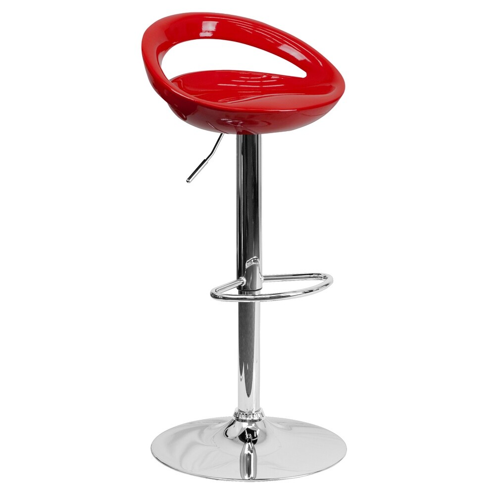 Plastic Rounded Cutout Back Adjustable Height Bar Stool   18.25\