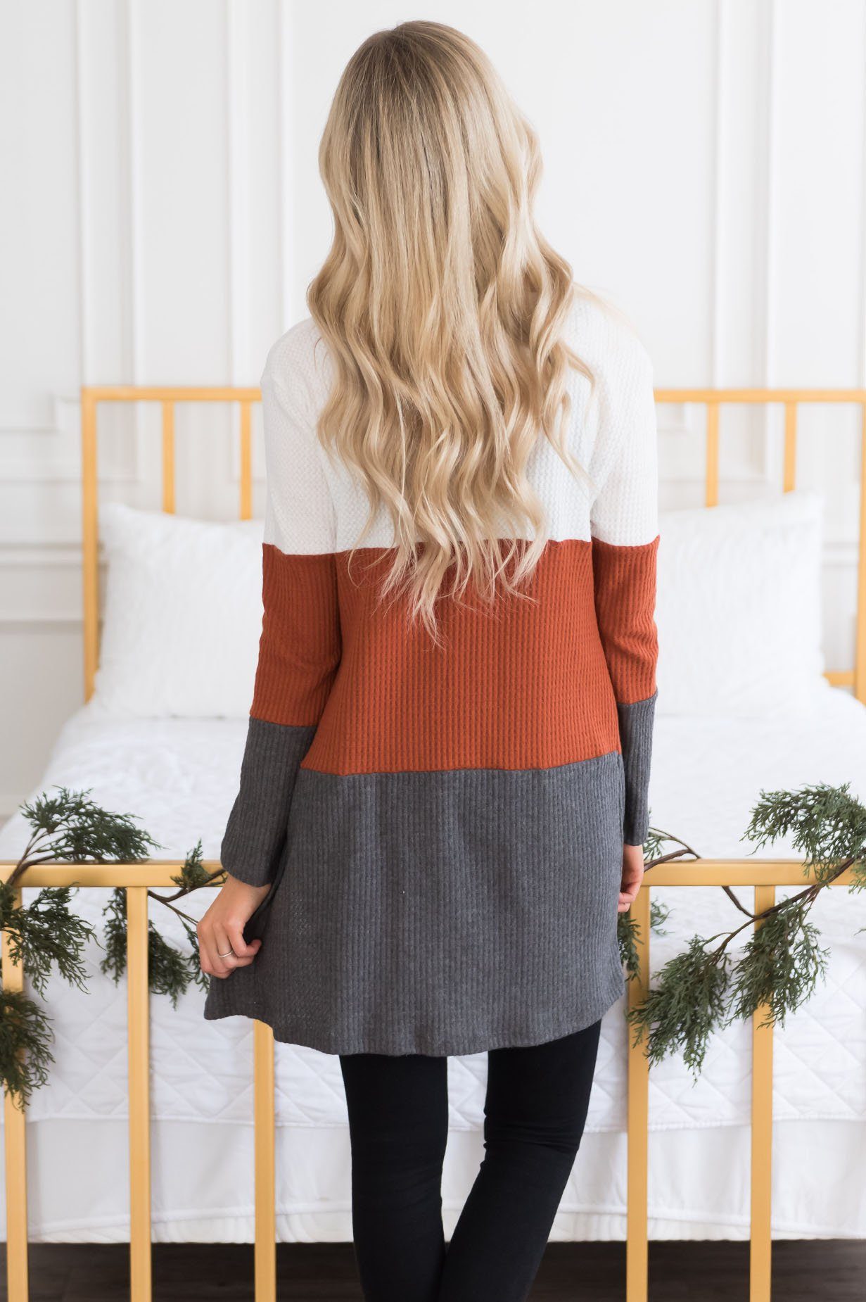 Candy Corn Modest Thermal Cardigan