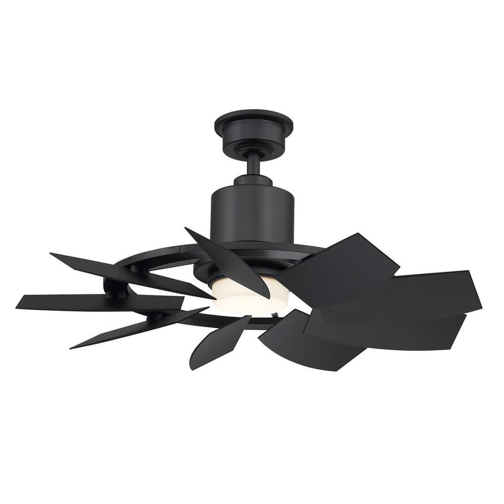 Home Decorators Collection Stonemill 36 in LED Outdoor Matte Black Ceiling Fan with Light