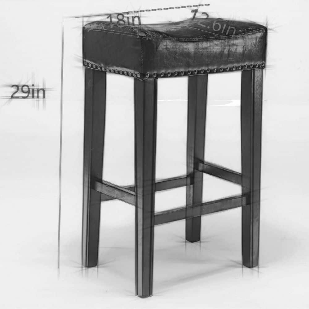 29 in. Black Backless Solid Wood Bar Stools (Set of 2) MX-W114341383