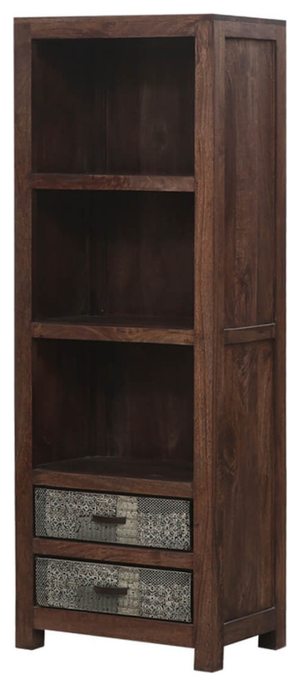 Rustic Solid Wood 2 Drawer 3 Shelf Bookcase   Transitional   Bookcases   by Sierra Living Concepts Inc  Houzz