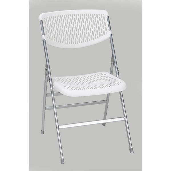 Ultra Comfort Commercial XL Plastic Folding Chair， 300 lb. Weight Rating， Triple Braced， White， 4-Pack