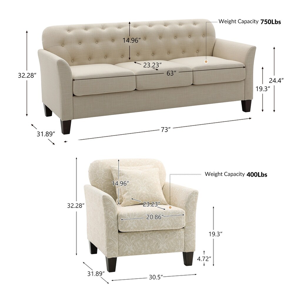 Julia Transitional Living Room Set with Removable Cushions by HULALA HOME