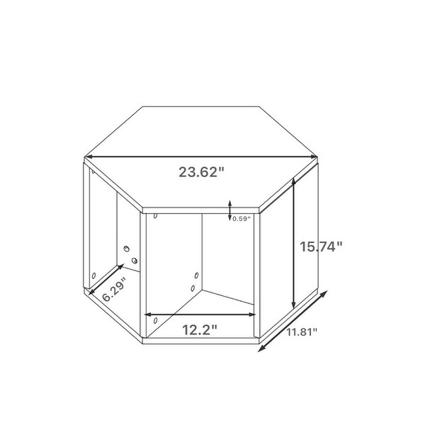 Hexagonal Coffee Table Side Table Nightstand Antique Wood