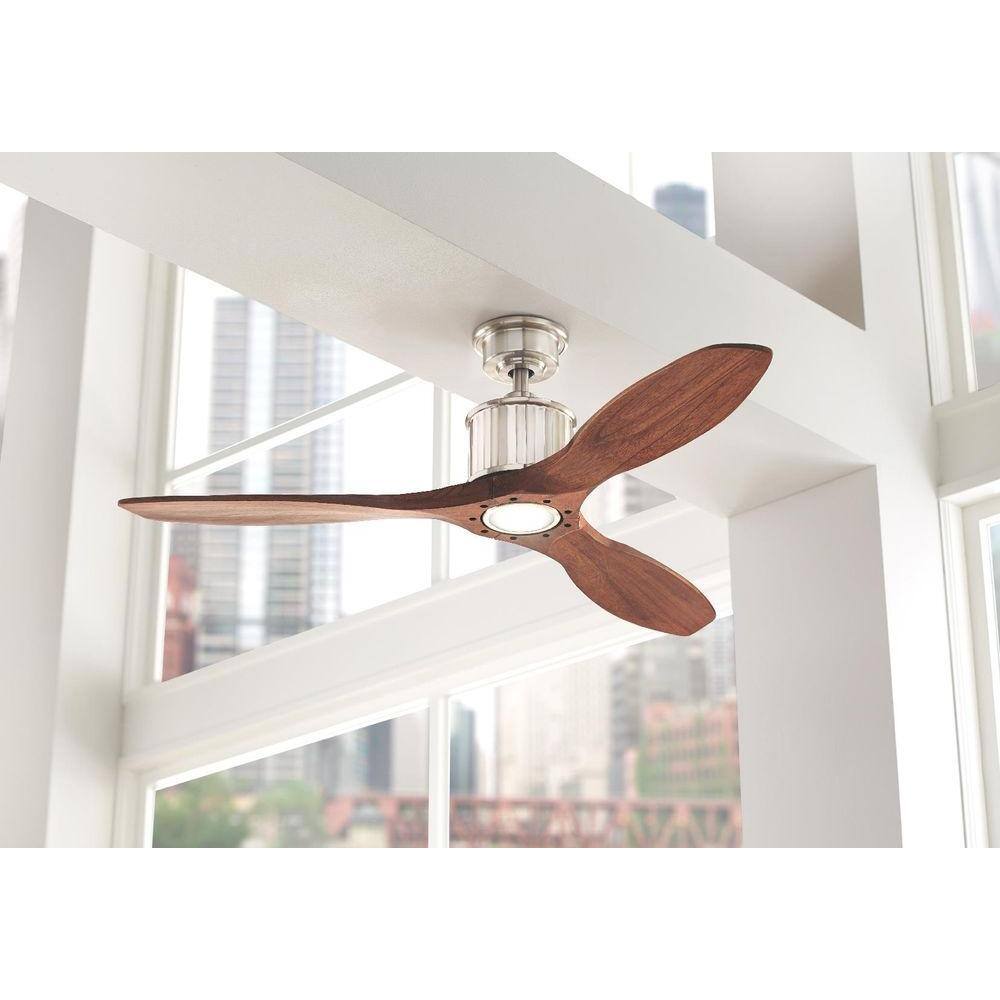 Home Decorators Collection Reagan 52 in. LED Indoor Brushed Nickel Ceiling Fan with Light Kit and Remote Control YG423-BN