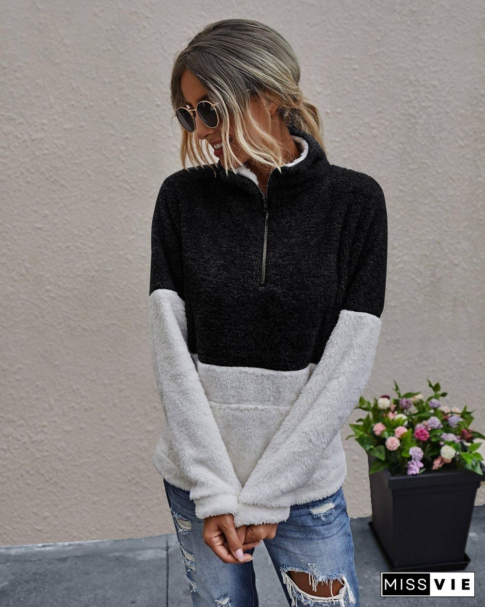 Autumn Winter Aesthetic Clothes Woman Sweatshirt Without Hat Long Sleeve Streetwear Stitching Cute Tops Fall Women Clothing