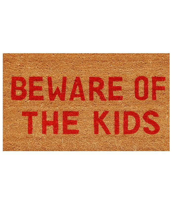 Home and More Beware of the Kids 17 x 29 Coir Vinyl Doormat