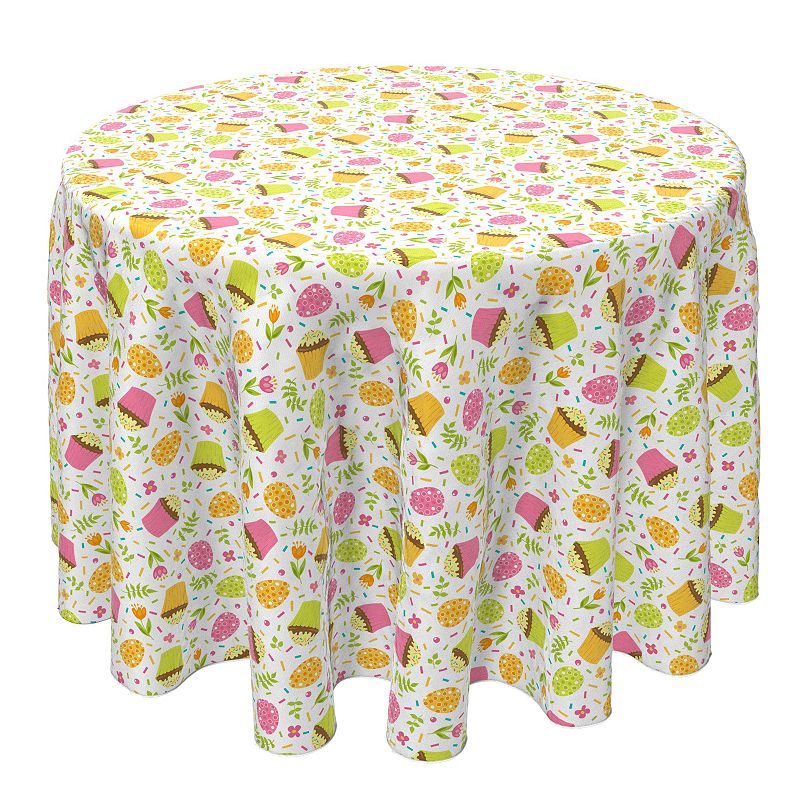 Round Tablecloth， 100% Cotton， 60 Round， Easter Treats