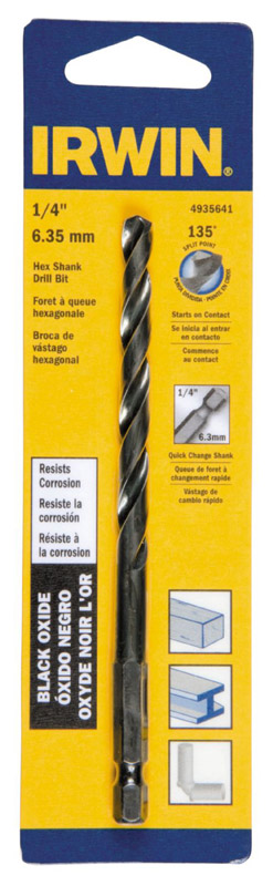 Irwin 1/4 in. X 4-3/4 in. L High Speed Steel Drill Bit 1 pc