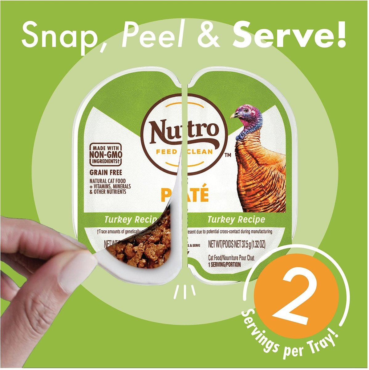 Nutro Perfect Portions Grain-Free Multi-Pack Real Turkey and Real Chicken Paté Recipe Cat Food Trays