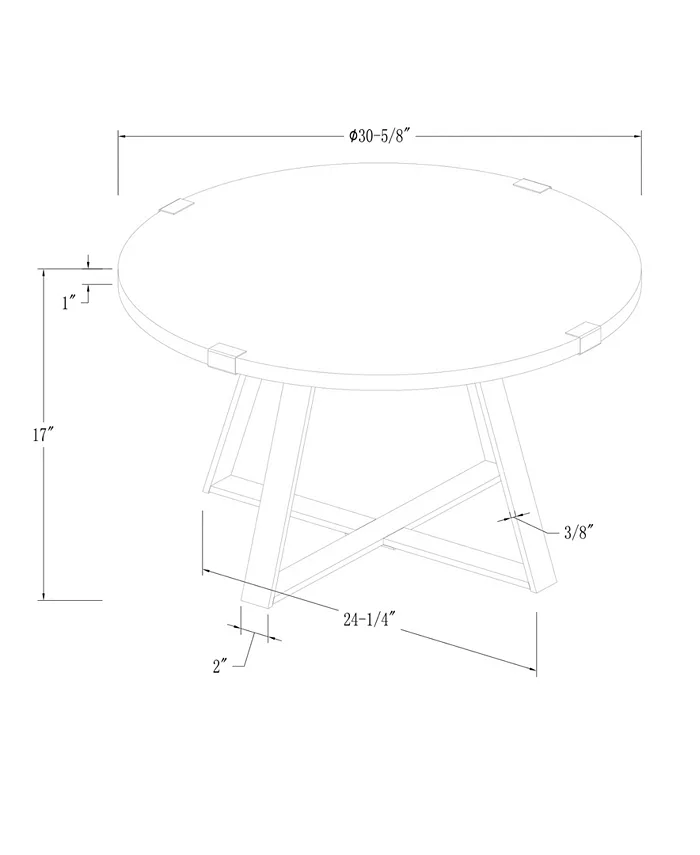 Walker Edison 30 Metal Wrap Round Coffee Table - Dark Walnut Black