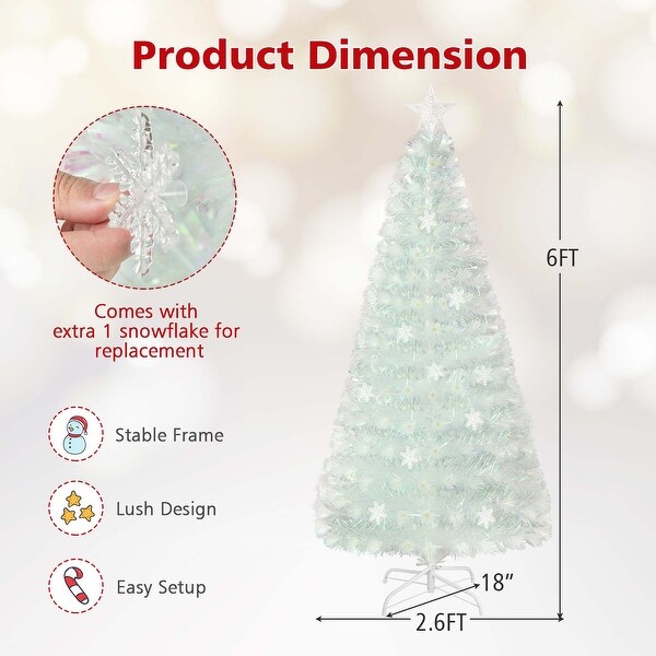 Costway 5FT/6FT/7FT PreLit Fiber Optic Christmas Tree Decor