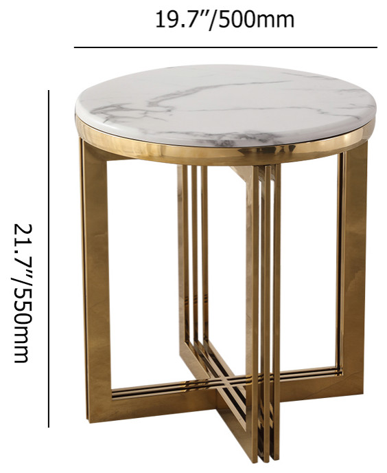 Modern Round Marble top End Table Side Table in White  ampGold   Contemporary   Side Tables And End Tables   by Homary International Limited  Houzz