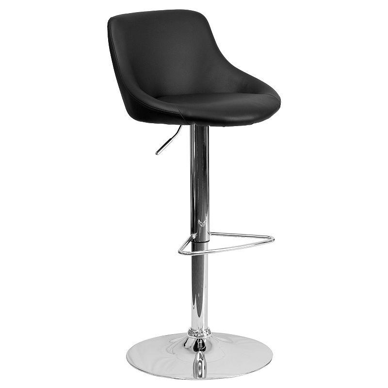 Emma and Oliver Black Vinyl Bucket Seat Adjustable Height Barstool