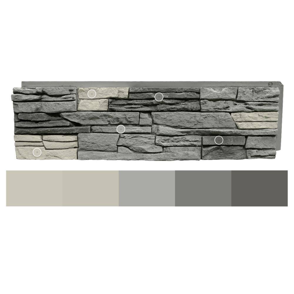 GenStone 42 in. x 12 in. Stacked Stone Northern Slate Faux Stone Siding Panel G2SSNSHP