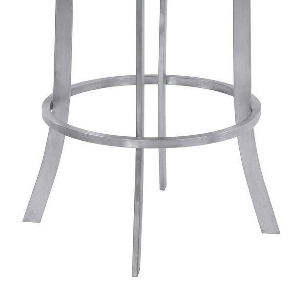 Metal Frame Counter Stool with Curved Leatherette Seating， Black and Silver