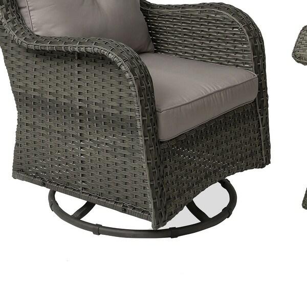 3 Pieces Patio Furniture Rocking Set with Rattan Side Table