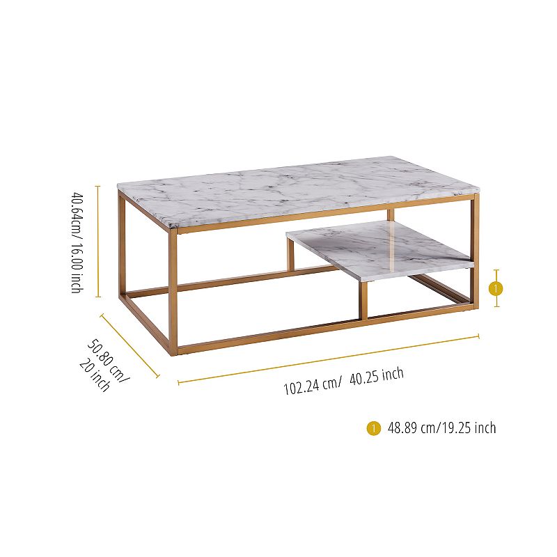 Teamson Home Marmo Faux-Marble Coffee Table