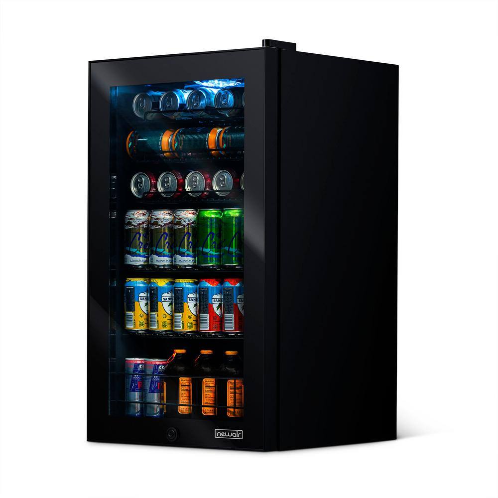 NewAir 19 in. 126 (12 oz.) Can Freestanding Beverage Cooler Fridge with Adjustable Shelves Modern Black AB-1200B