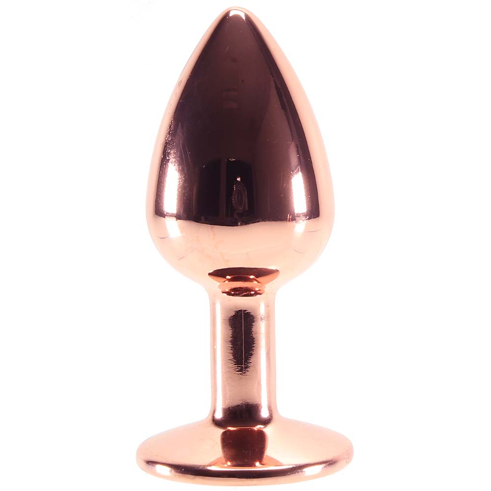 Small Aluminum Plug with Clear Gem in Rose Gold