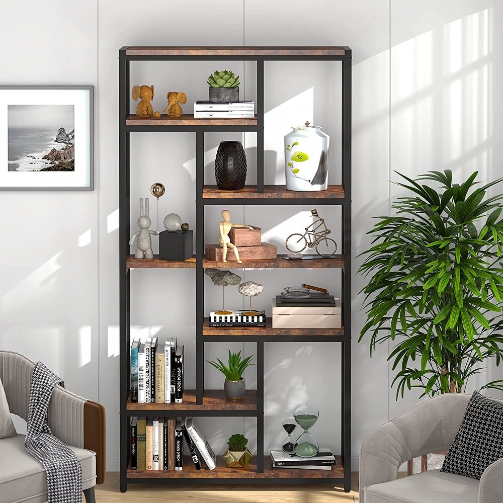 7 Tier Bookshelf  78.7 inch Tall Bookcase with 10 Open Storage Shelves   39.37”(L) x 11.8”(D) x 78.74”(H)